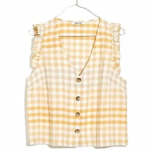 Madewell Yellow Gingham Blouse size 8 WORN ONCE
